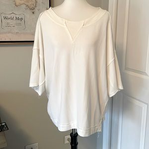 Cute and Comfy Free People White Long Flowy Thermal Shirt